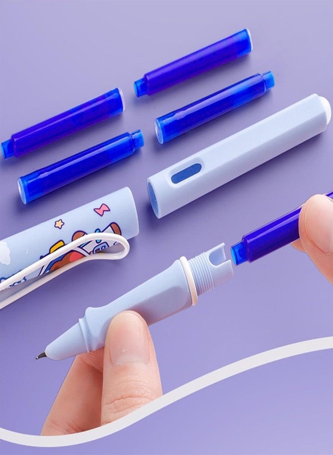 WISHKEY Plastic Fountain Pen Set with Cartridge, Stylish Astronaut Design, Erasable Ink, Easy to Refill, Medium Nib, Fancy Pen for Girls, Stationery Gift for Kids, Blue Ink, (Pack of 1) - Image 5